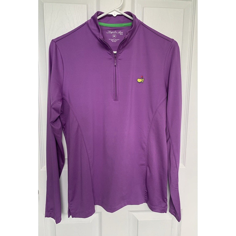 LADIES Masters Magnolia Lane Tech 50+ UPF  Purple Pullover 1/4 zip golf